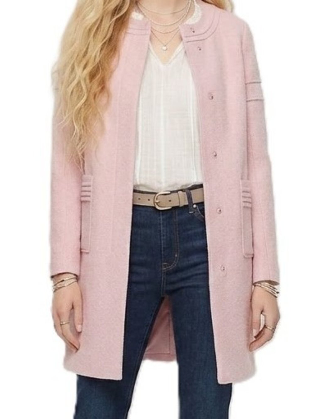 SENTALER Alpaca Wool Coat XS Pink 60% Alpaca Lightweight EUC Canadian Designer